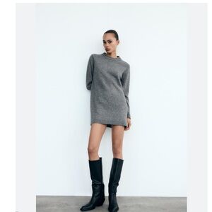 Zara Heather Gray Crew Neck Sweater dress